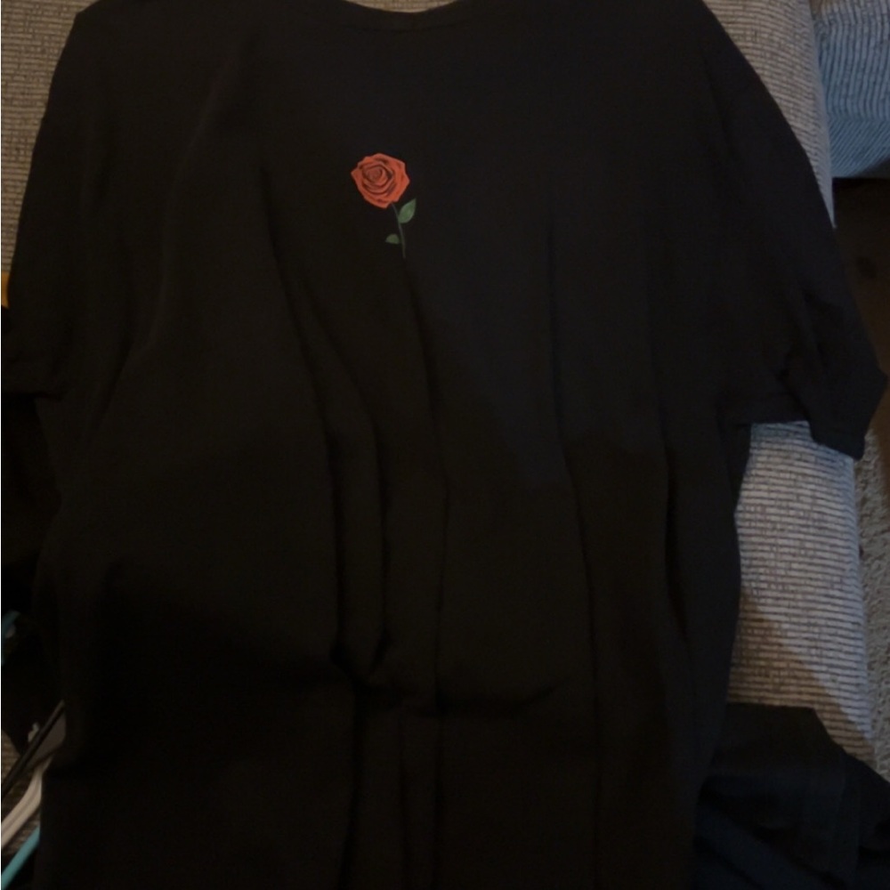 Anti Social Social Club Black Tee with Red Rose